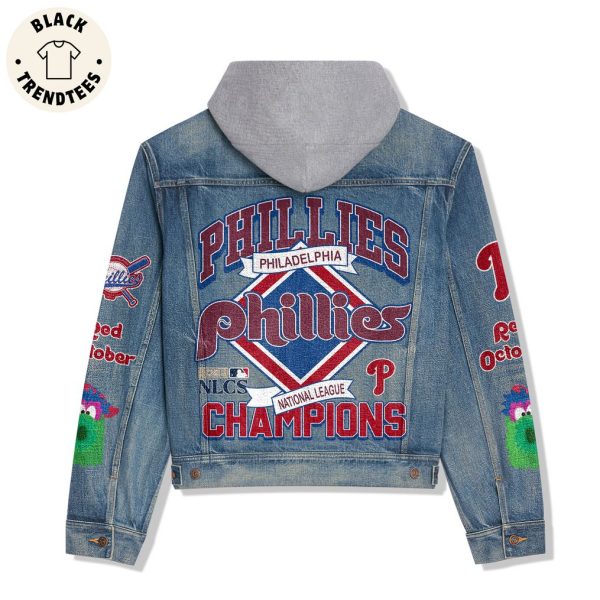 Phillies Philadelphia NLCS Champions Logo Design Hooded Denim Jacket