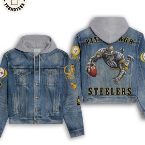 Pittsburgh Steelers Logo Design Hooded Denim Jacket