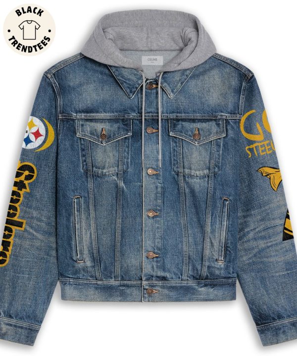 Pittsburgh Steelers Logo Design Hooded Denim Jacket