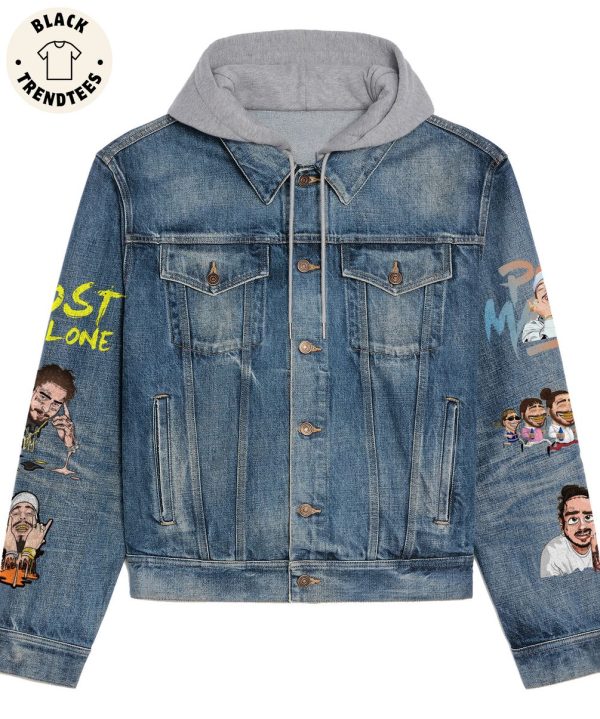 Post Malone Chibi Design Hooded Denim Jacket