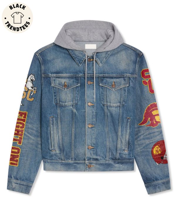 Pround To Be A Trojan Southern California Hooded Denim Jacket