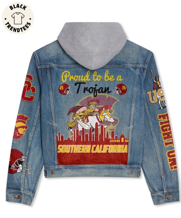 Pround To Be A Trojan Southern California Hooded Denim Jacket