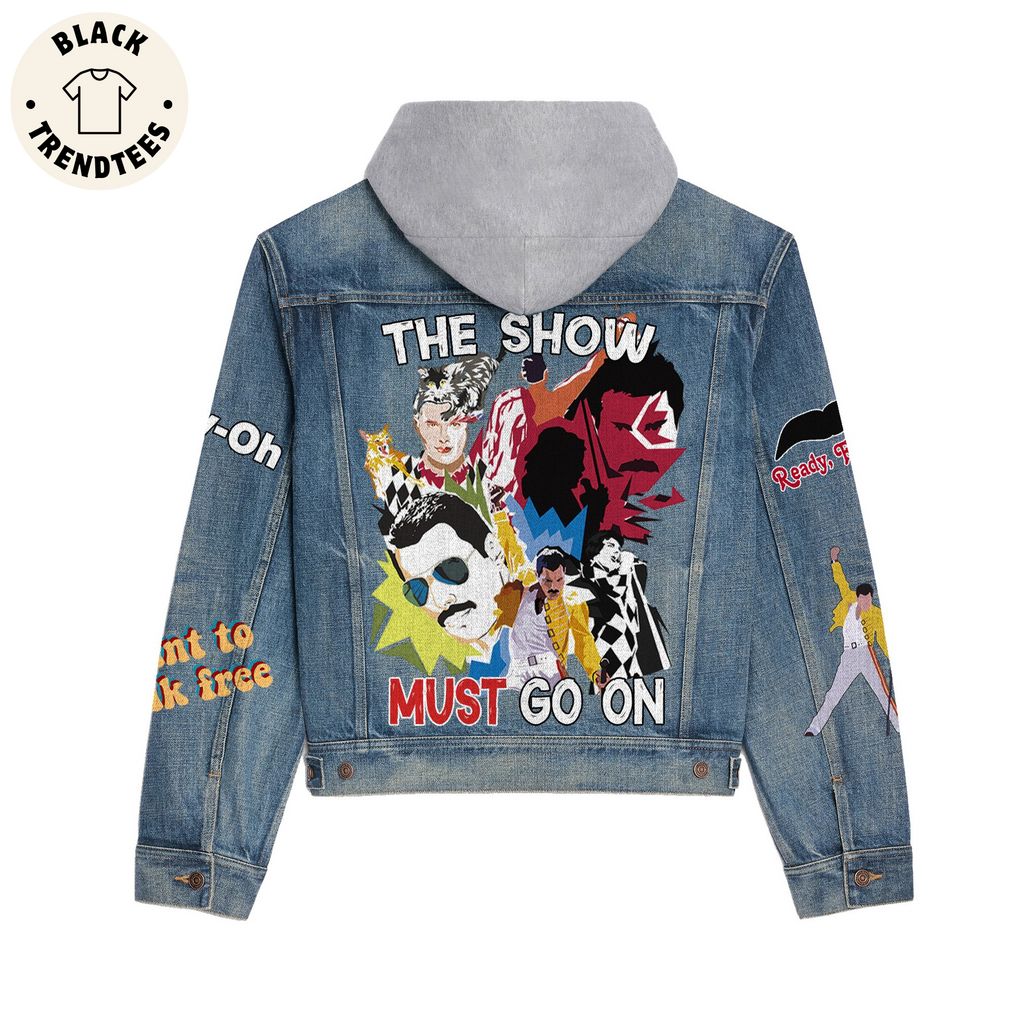 Queen - The Show Must Go On Oil Painting Design Hooded Denim Jacket
