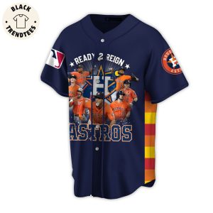 Ready 2 Reign Astros Portrait Orange Blue Design Baseball Jersey