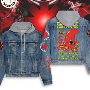 Red Hot Chili Peppers Octopus Design Hooded Denim Jacket