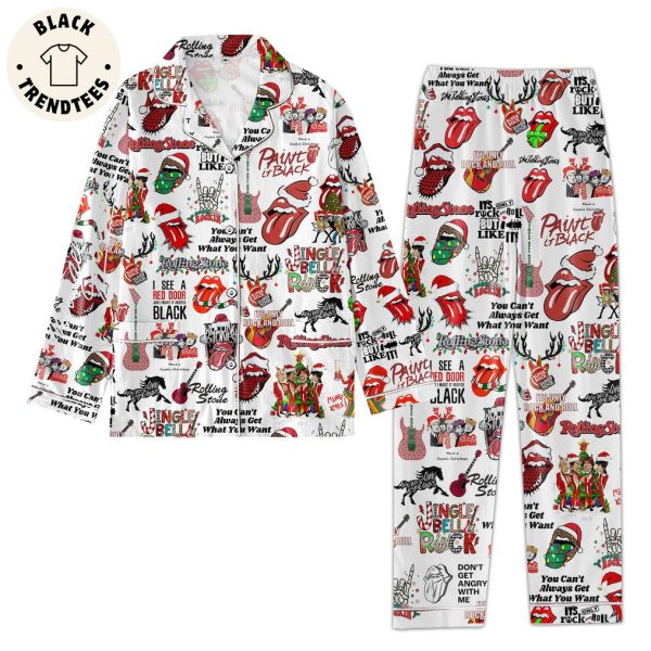 Rolling Stone Paint It Black Lips Christmas Design Pajamas Set