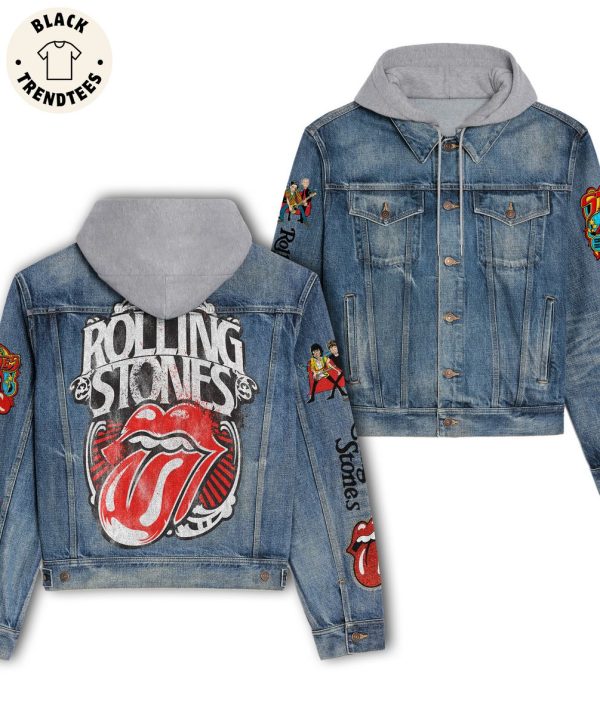 Rolling Stones Duplicate Red Lips Hooded Denim Jacket