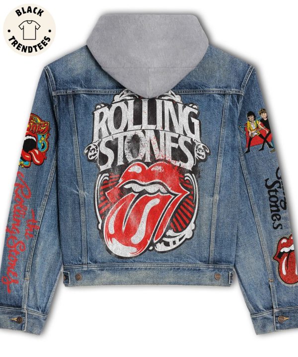 Rolling Stones Duplicate Red Lips Hooded Denim Jacket