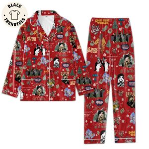 Silent Nught Holy Night All Is Calm All Is Bright Christmas Red Design Pajamas Set