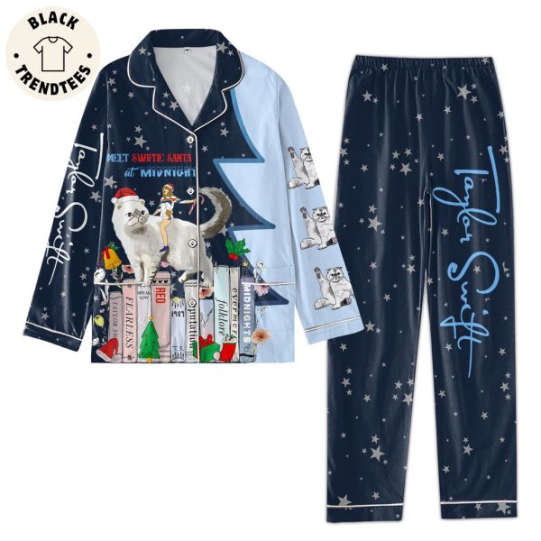 Taylor Swift Meet Swiftie Santa At Mionght Cats Design Pajamas Set