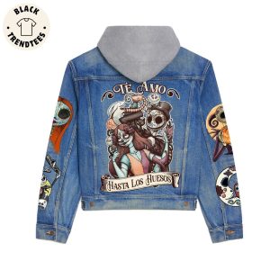 Te Amo Hasta Los Huesos Halloween Hooded Denim Jacket