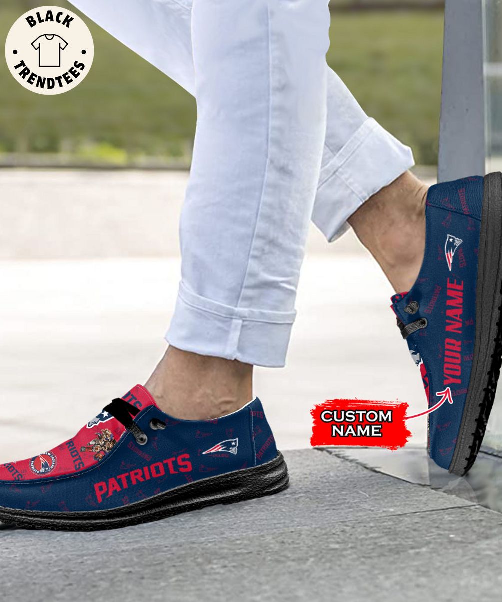 THE BEST NFL New England Patriots Custom Name Hey Dude Shoes