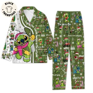 The Mean One Grinch Green White Design Pajamas Set