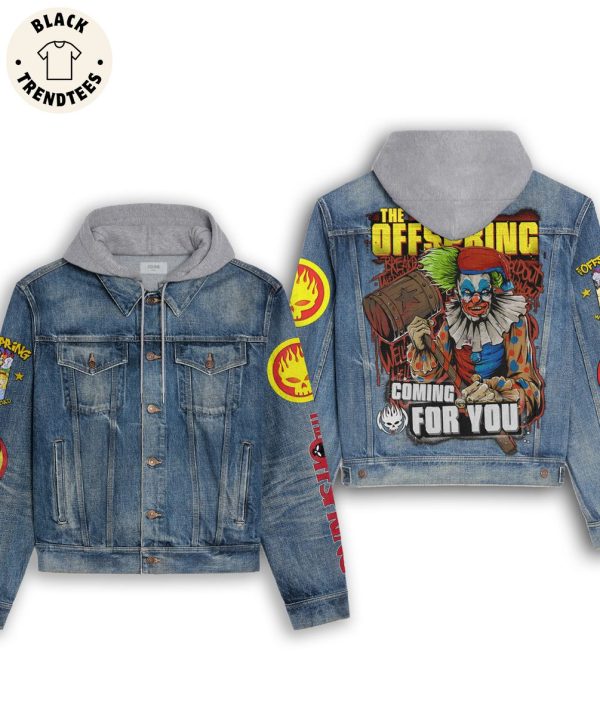 The Off Rock Band Coming For You Spooky Clown Hooded Denim Jacket