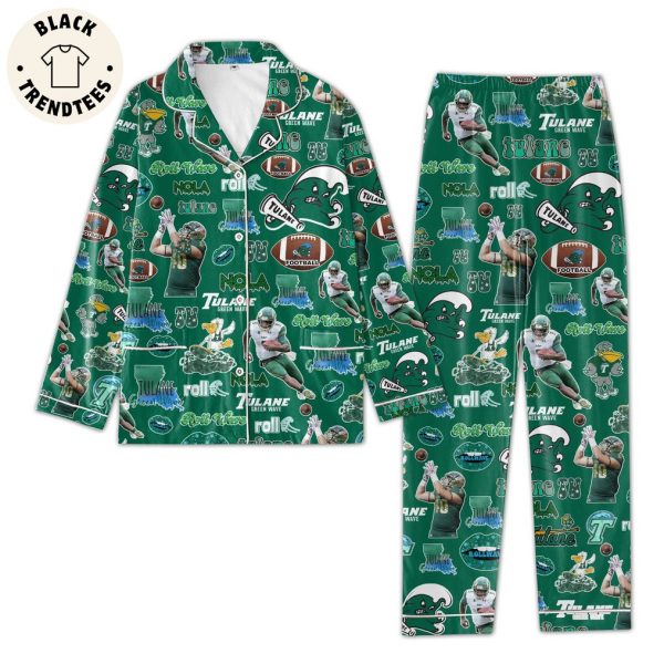 Tulane Green Wave Football Baseball Design Pijamas Set