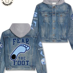 UNC Carolina Fever Fear The Foot Hooded Denim Jacket