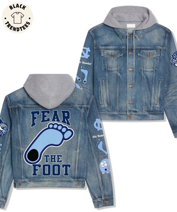 UNC Carolina Fever Fear The Foot Hooded Denim Jacket