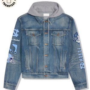 UNC Carolina Fever Fear The Foot Hooded Denim Jacket