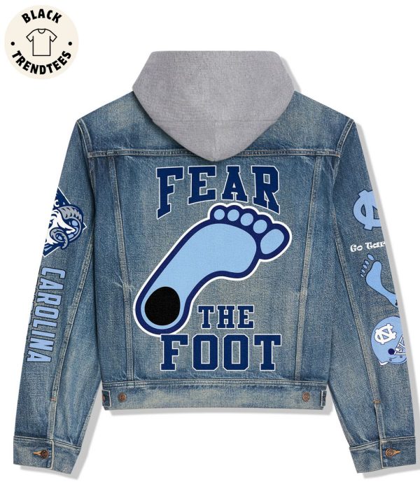 UNC Carolina Fever Fear The Foot Hooded Denim Jacket