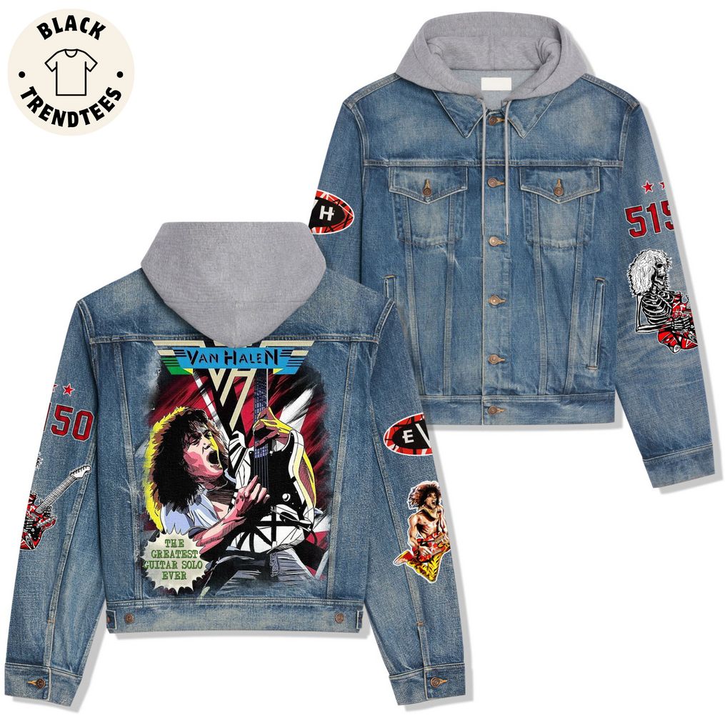 Van Halen Rock Band Portrait Design Hooded Denim Jacket