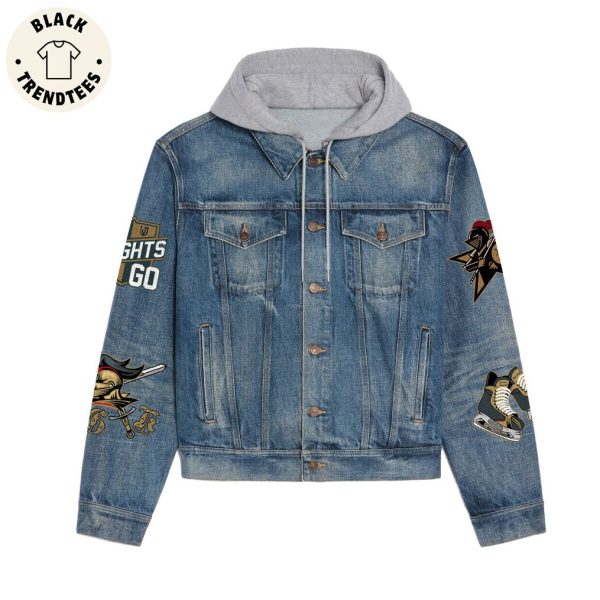 Vegas Golden Knights Go Knights Go Logo Design Hooded Denim Jacket