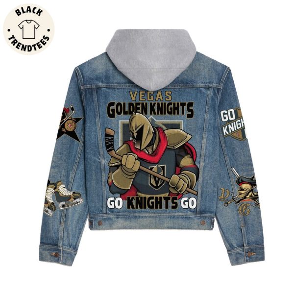 Vegas Golden Knights Go Knights Go Logo Design Hooded Denim Jacket