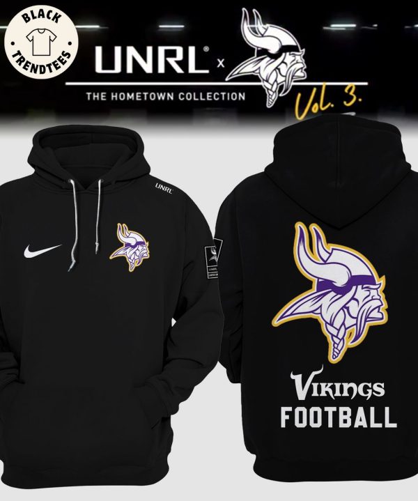 Vikings Football Nike Logo Design On Front Chest Black Hoodie And Pants
