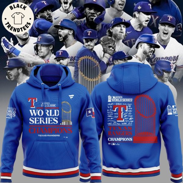 2023 Fall Classic World Series Champions Texas Rangers Logo Blue Design 3D Hoodie