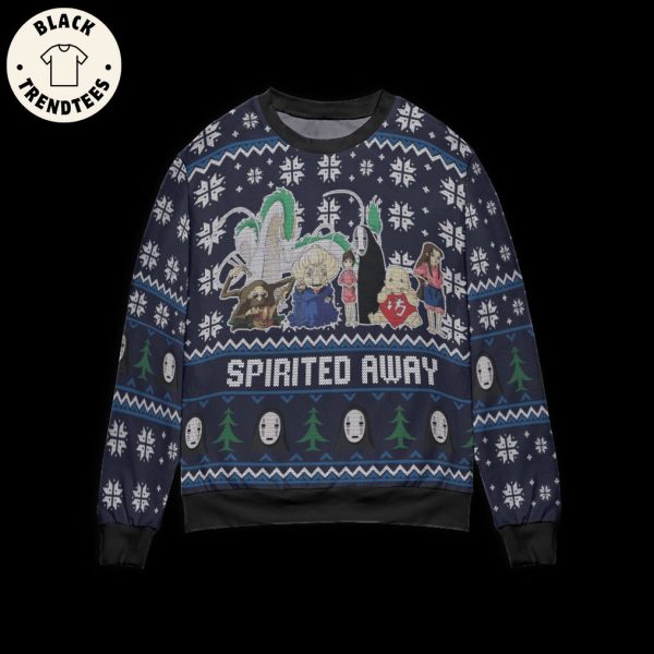 Spirited Away Characters Blue Christmas Design 3D Sweater