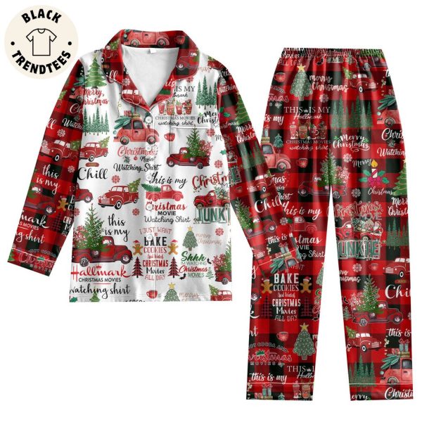 Christmas Movies Watching Shirt White Design Pajamas Set