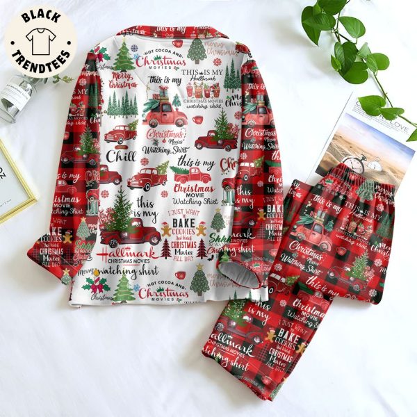 Christmas Movies Watching Shirt White Design Pajamas Set