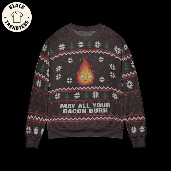May All Your Bacon Burn Black Christmas Design 3D Sweater