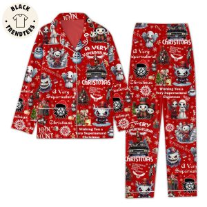 A Very Supernatural Christmas Red Design Pajamas Set