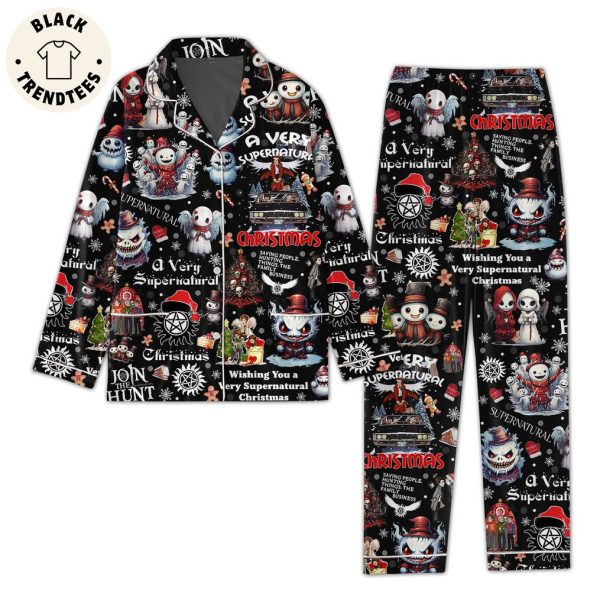A Very Supernatural Christmas Black Design Pajamas Set
