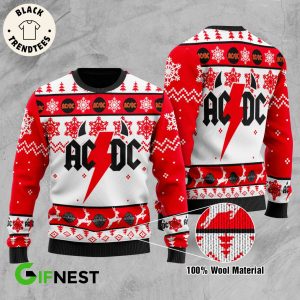 AC DC Christmas Red White Design 3D Sweater