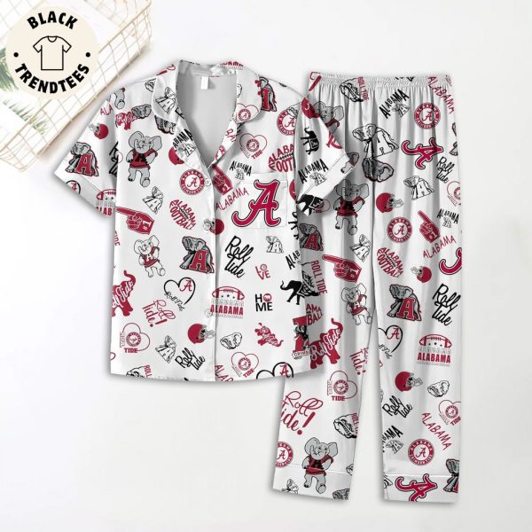Alabama Roll Tide Elephants Design White Design Pajamas Set