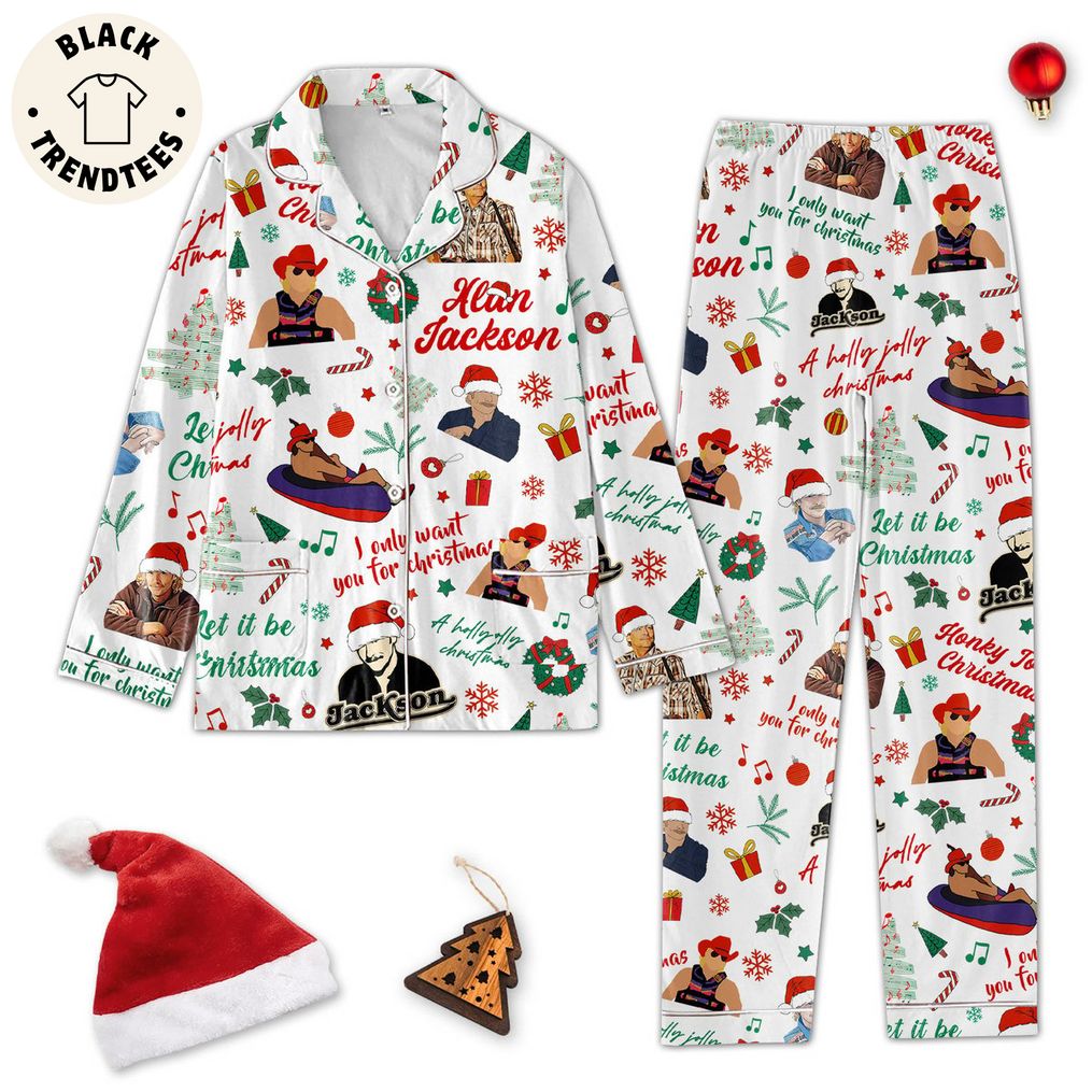 Alan Jackson Jolly Christmas White Design Pajamas Set