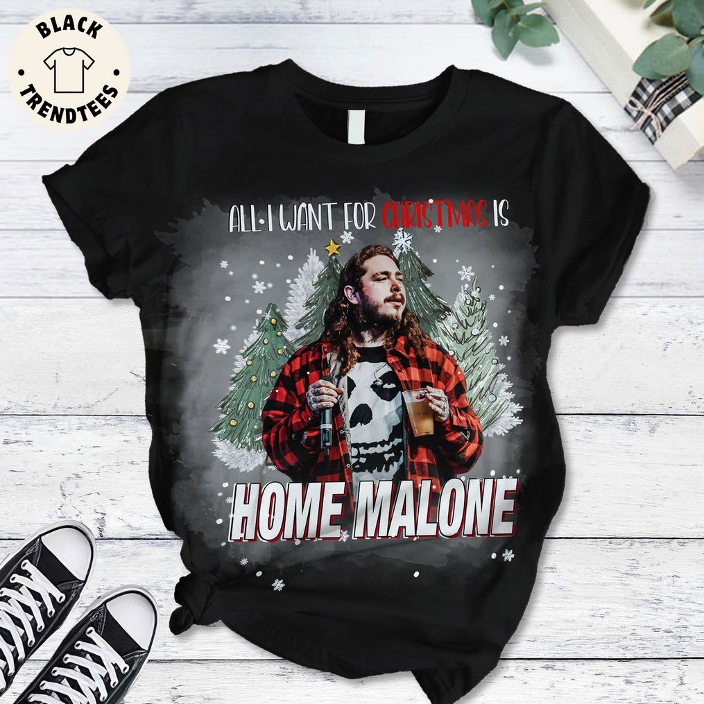 All I Want For Christmas Home Malone Black Design Pajamas Set