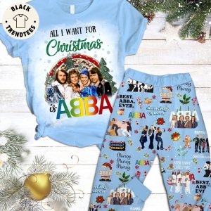 All I Want For Christmas Is ABBA Blue Design Pajamas Set