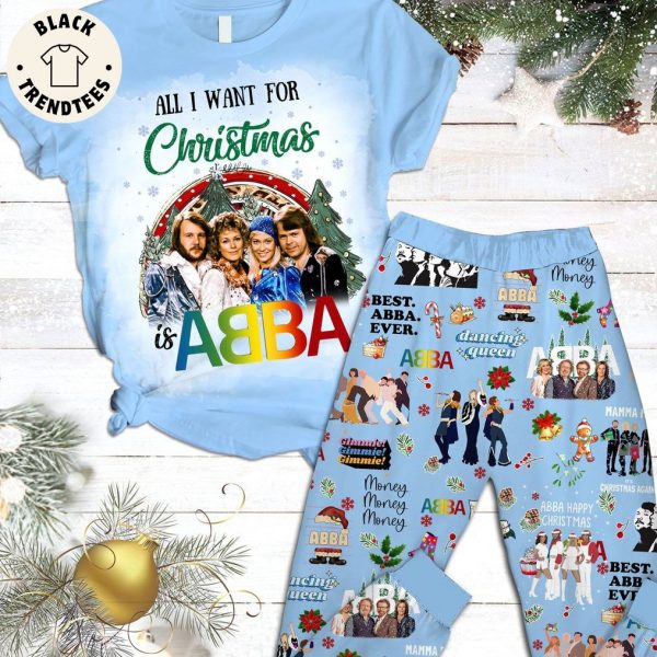 All I Want For Christmas Is ABBA Blue Design Pajamas Set