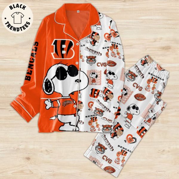 Bengals Mascot Orange White Design Pajamas Set