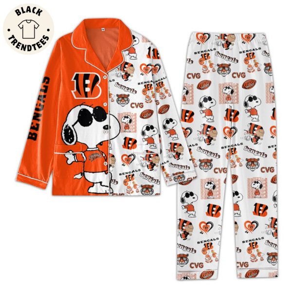 Bengals Mascot Orange White Design Pajamas Set