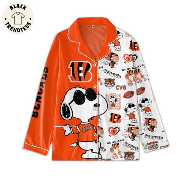 Bengals Mascot Orange White Design Pajamas Set