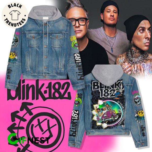 Blink 182 20 Year Anniversary Design Hooded Denim Jacket