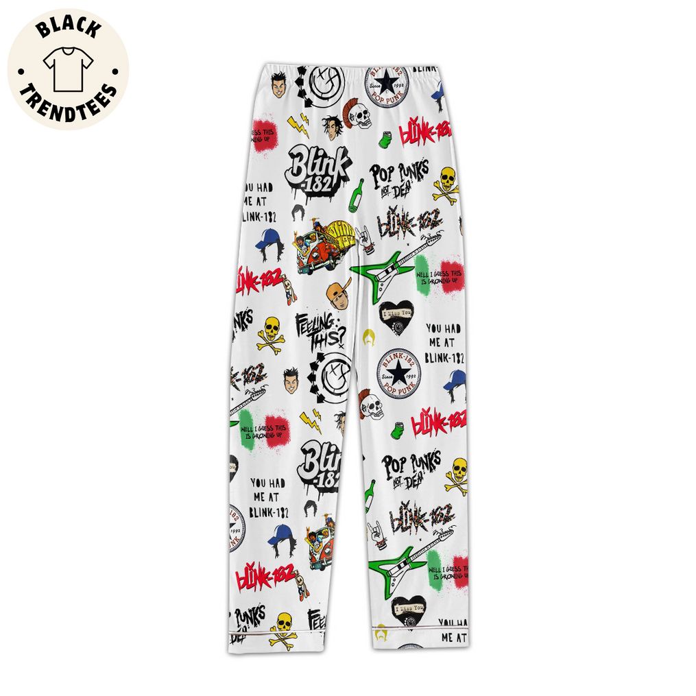 Blink 182 Red White Design Pajamas Set