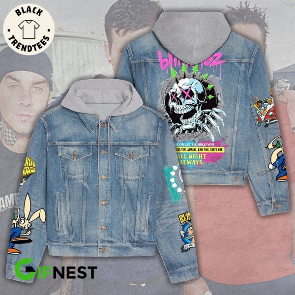 Blink 182 Skull Design Hooded Denim Jacket