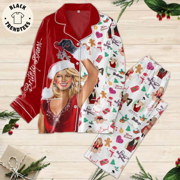 Britney Spears Red White Design Portrait Pajamas Set