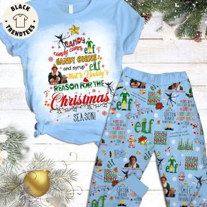 Candy Corns And Syrup That’s Buddy’s Reason For The Christmas Season Blue Design Pajamas Set