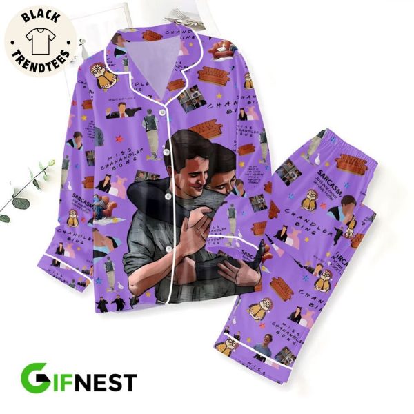 Chandler Bing Portrait Purple Design Pajamas Set