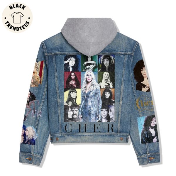 Cher Girl Portrait Design Hooded Denim Jacket